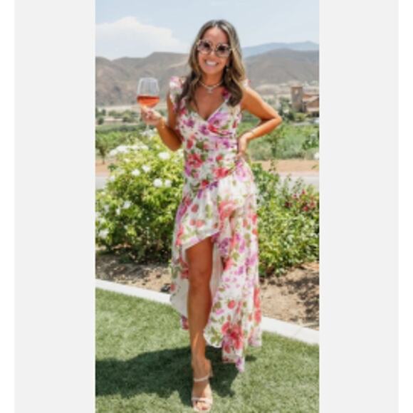 Abercrombie XLT Floral Ruffle High Low Dress XL Tall NWT‎ Wedding Guest - Picture 2 of 8